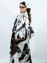 Cargar imagen en el visor de la galería, Jankasara Dark Choko Long Satin Kimono