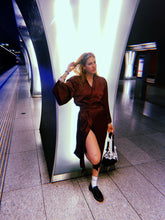 Load image into Gallery viewer, Burgundy Wrap Kimo Dress

